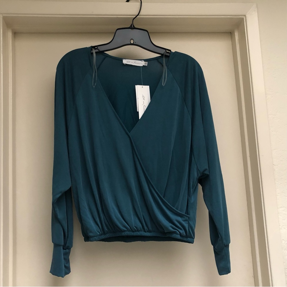 NWT All in Favor Wrap Long Sleeve Top